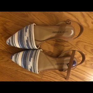 Lucky brand Makaby Woven blue striped flat sandals